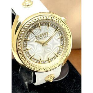 Versus by Versace Women's Watch VSPHF2921 Gold Case White Leather Band 3…
